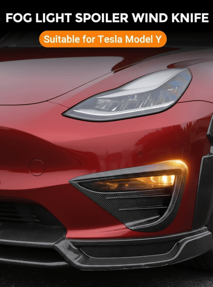 Tesla Model Y Front Fog Light Wind Deflector in Matte Black , Carbon & Gloss Black - TESLARY Tesla Shop Accessories Europe Nederlands Dublin Cork Ireland Deutschland Espana Alicante France Italia