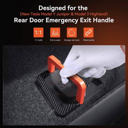 Tesla Model Y Juniper / Model 3 Highland - Rear Door Emergency Handle - Mechanical Unlock for Switch Pull Rope - TESLARY Tesla Shop Accessories Europe Nederlands Dublin Cork Ireland Deutschland Espana Alicante France Italia
