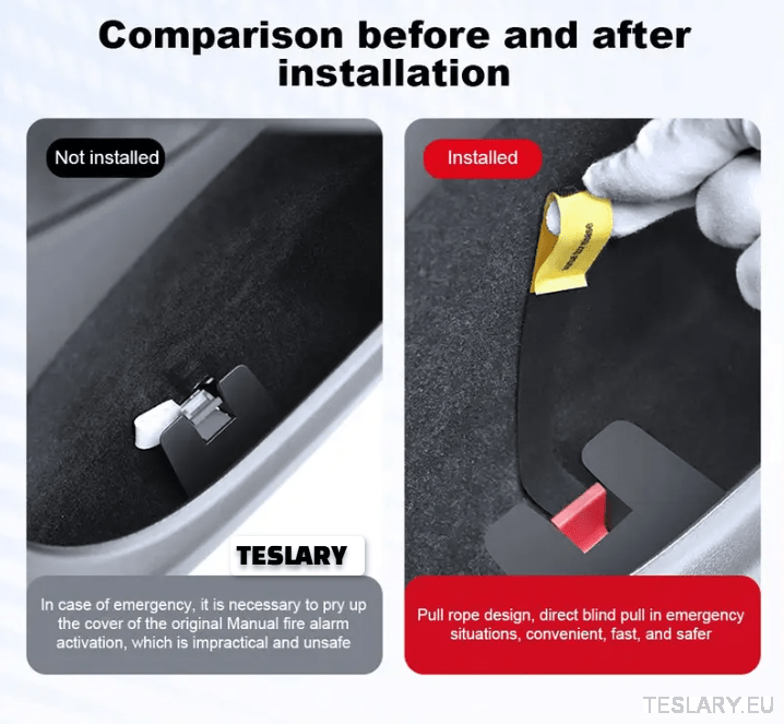 TESLA MODEL Y Rear Door Emergency Manuel Door Release Cord Juniper 2021 - 2025 - TESLARY Tesla Shop Accessories Europe Nederlands Dublin Cork Ireland Deutschland Espana Alicante France Italia