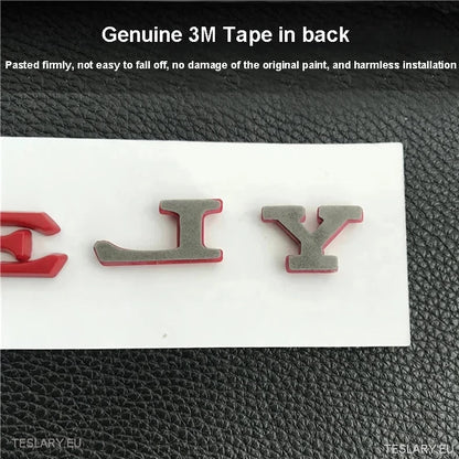 TESLA " MODEL Y " REAR LOGO EMBLEM IN CHROME & BLACK - TESLARY Tesla Shop Accessories Europe Nederlands Ireland Deutschland Espana Alicante France Italia