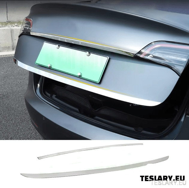 Tesla Model Y Trunk Chrome Protective Strips - TESLARY Tesla Shop Accessories Europe Nederlands Dublin Cork Ireland Deutschland Espana Alicante France Italia