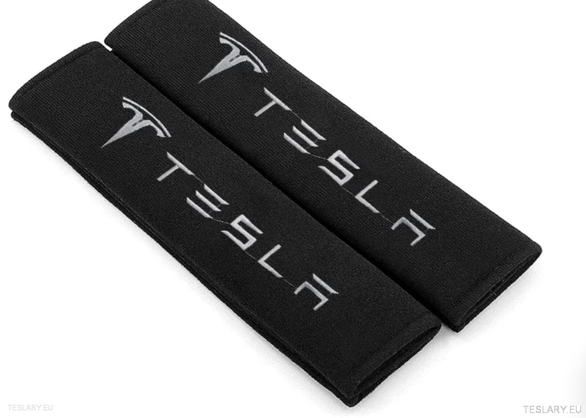 Tesla Seat Belt Shoulder Protector with Logo ( 2 Pieces ) - TESLARY Tesla Shop Accessories Europe Nederlands Dublin Cork Ireland Deutschland Espana Alicante France Italia