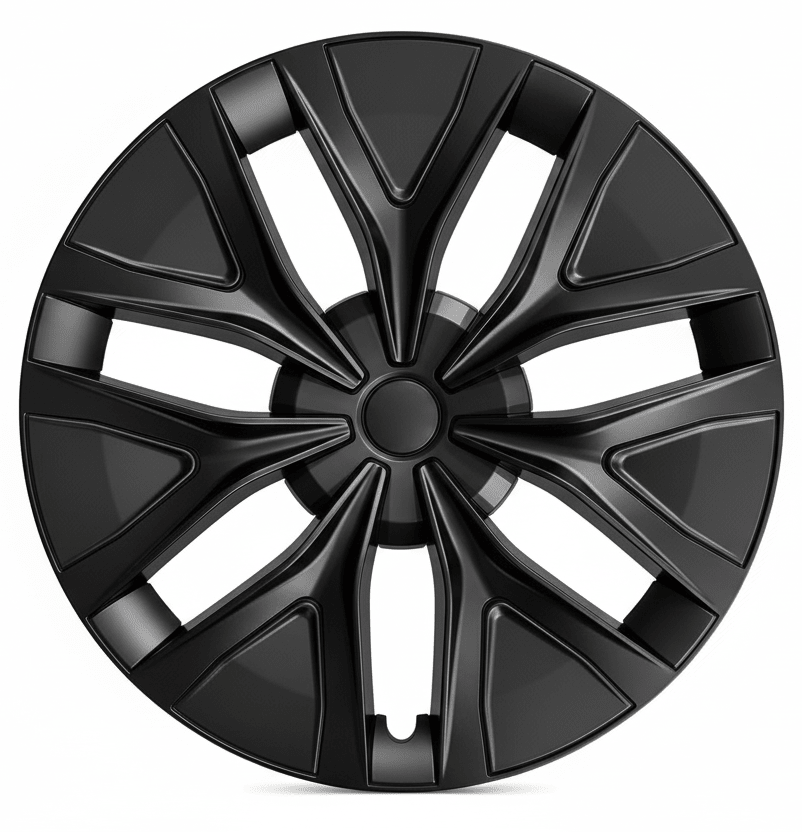 A black multi-spoke alloy wheel rim with a glossy finish, shown from a front-facing perspective on a solid white background.