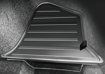 Car trunk mat for Tesla Model Y 2025 Refresh with four-piece set on a dark background