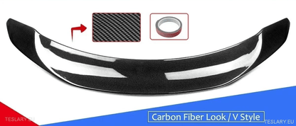 V Type Highkick Sport Spoiler Wing Tesla Model 3 2019 - 2023 - Carbon Fibre Style - TESLARY Tesla Shop Accessories Europe Nederlands Dublin Cork Ireland Deutschland Espana Alicante France Italia
