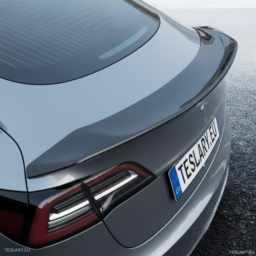V Type Highkick Sport Spoiler Wing Tesla Model 3 2019 - 2023 - Carbon Fibre Style - TESLARY Tesla Shop Accessories Europe Nederlands Dublin Cork Ireland Deutschland Espana Alicante France Italia