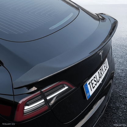 V Type Highkick Sport Spoiler Wing Tesla Model 3 2019 - 2023 - Carbon Fibre Style - TESLARY Tesla Shop Accessories Europe Nederlands Dublin Cork Ireland Deutschland Espana Alicante France Italia