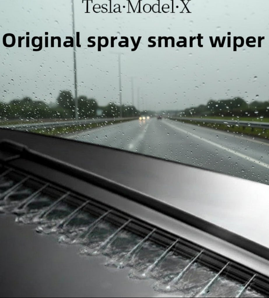 Wiper blades for Tesla Model X, (2pcs set) windshield wiper with integrated cleaning function - RIGHT HAND DRIVE ( FOR UK & IRELAND ) - TESLARY Tesla Shop Accessories Europe Nederlands Dublin Cork Ireland Deutschland Espana Alicante France Italia